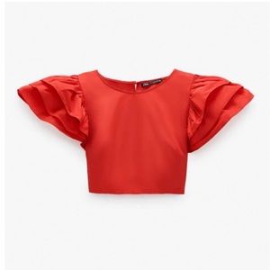 Zara Ruffled Sleeve Top - XS